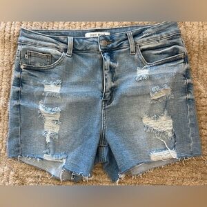 Judy Blue Women's Ripped Jean Shorts - Light Blue